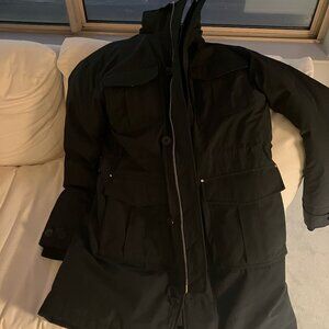 The Kooples Black Puffy Parka Jacket - Navy Blue